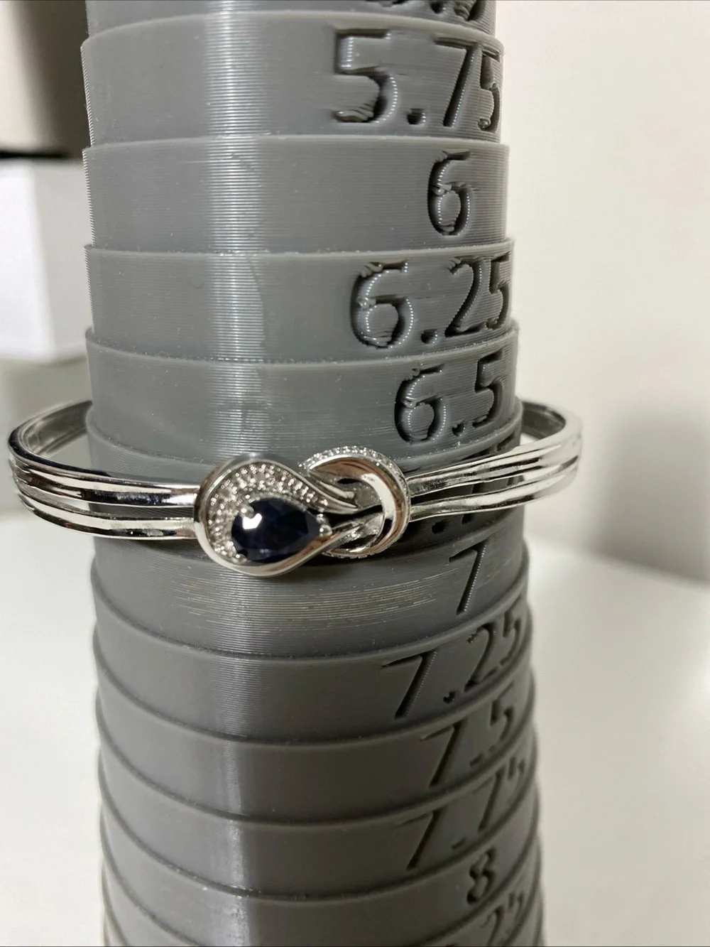 PAJ BB Bracelet With Blue Sapphire Silver Tone Cuff Bangle 6.75”
